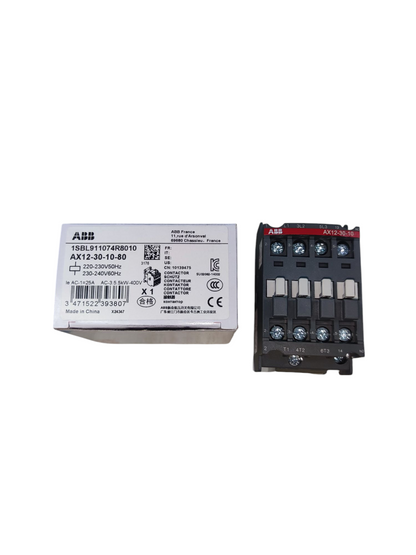 ABB Magnetic Contactor 25A 220V with original packaging showing model AX12-30-10-80