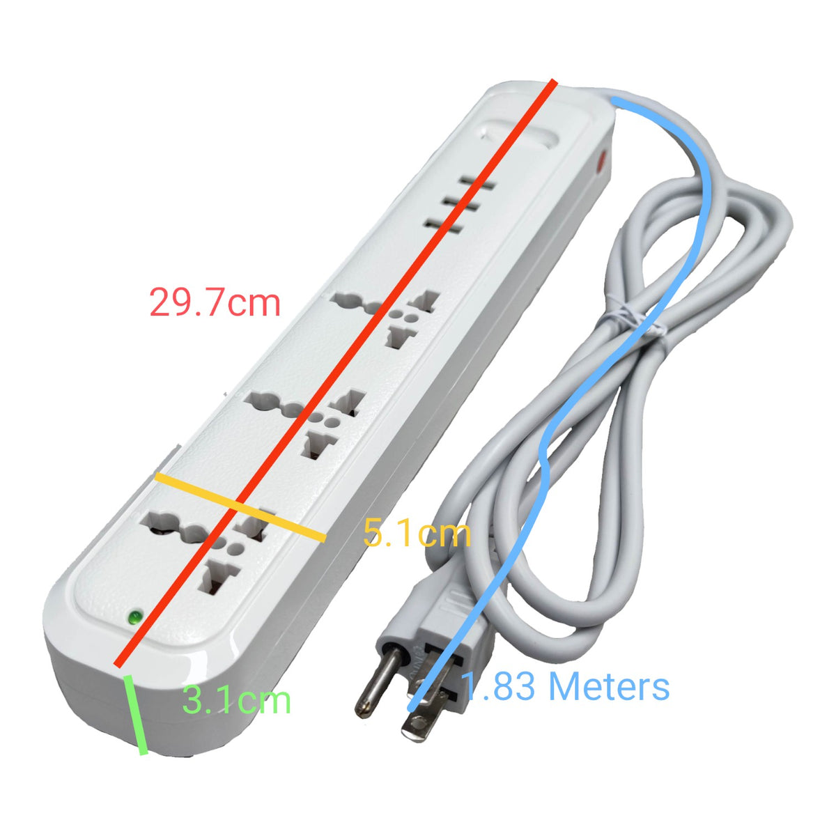 Omni 3 Gang  Extension Cord With 3 USB Outlet 3 Gang Universal Outlet and 3 USB with 1 Main Switch 2500W 2.1A USB 5V USB-303-PK