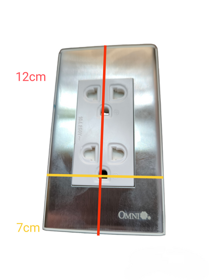 Omni Duplex Outlet with Stainless Plate Cover 16A 250V WWP-113S+WWG-402