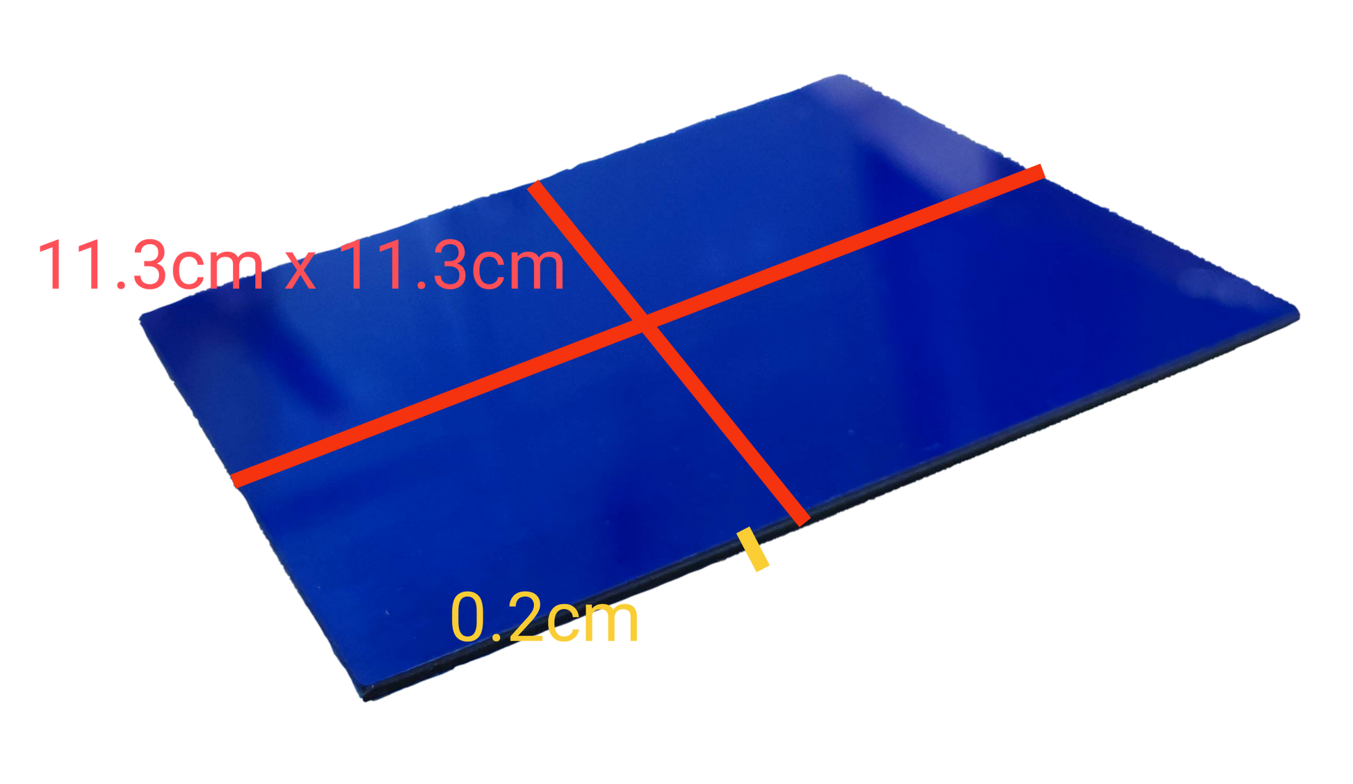 Acrylic blue optical filter 11.3cm x 11.3cm with a thickness of 0.2cm for various applications