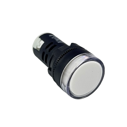 Denko Pilot light 220v WHITE 22mm white indicator lamp with black housing for control panels