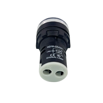 Denko Pilot light 220v WHITE 22mm LED signal lamp with black body and two pin connector for machines