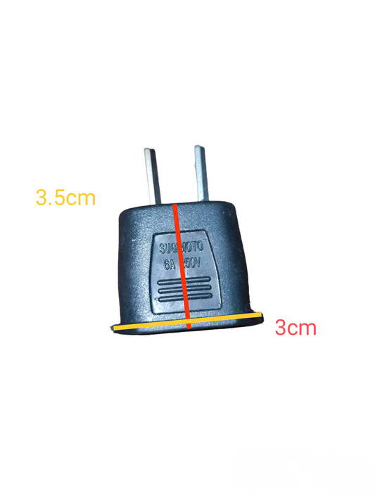 Adaptor for Round to Flat 3A 250V black electrical plug adapter with two metal prongs