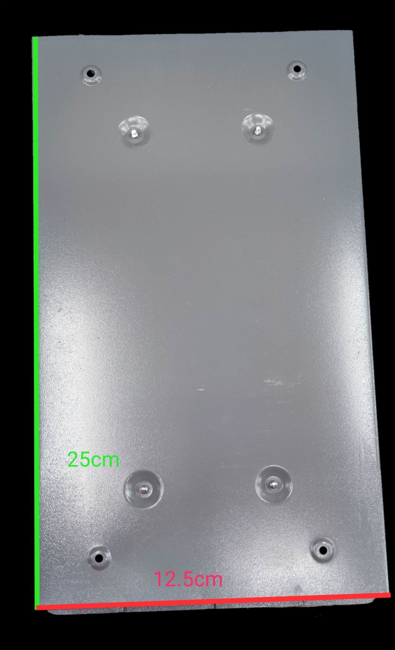 Electx Electrical Supply 12 hole electrical panel box metal cover plate showing dimensions 25cm by 12.5cm