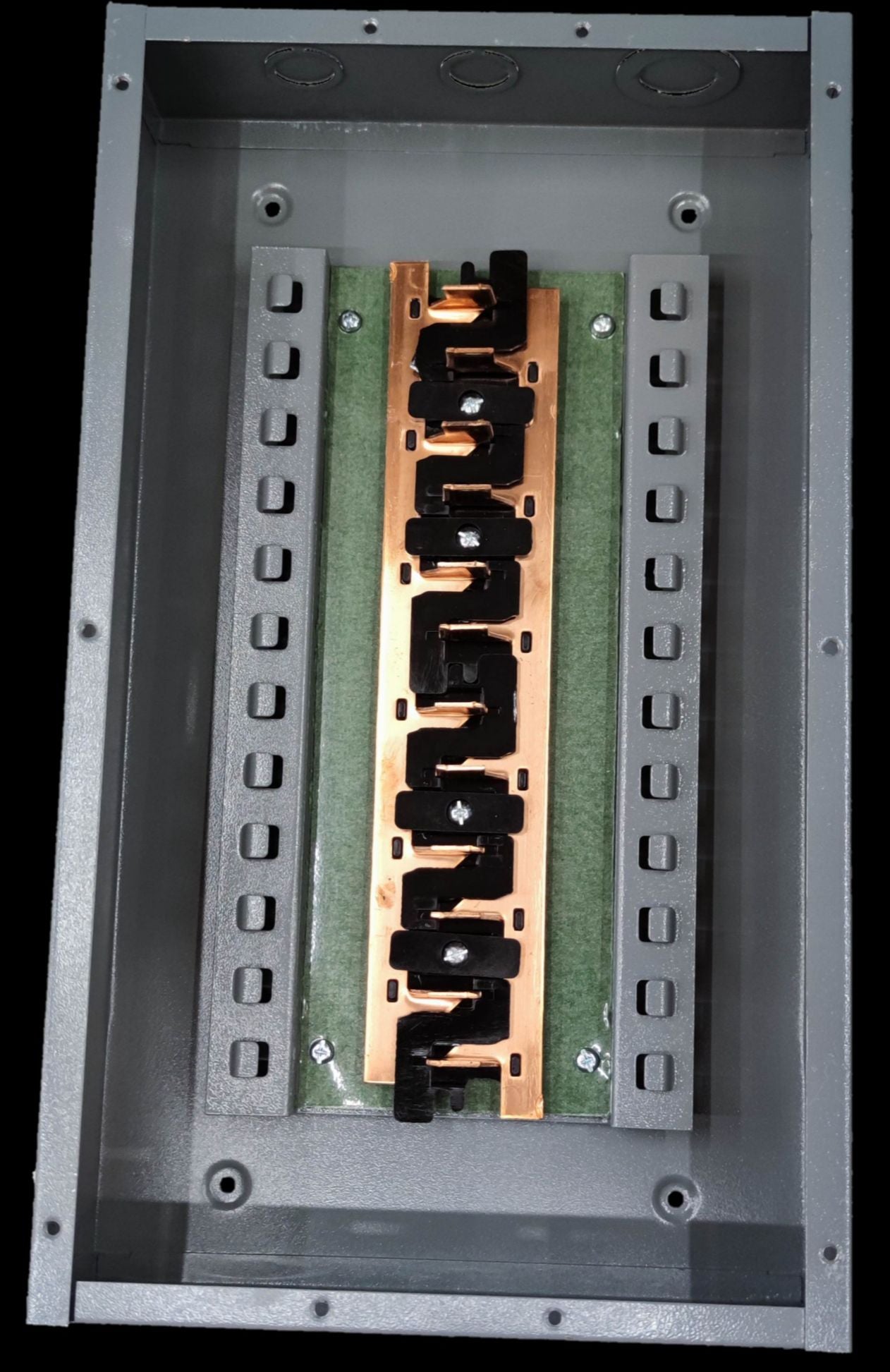 Electx Electrical Supply 12 hole electrical panel box with metal construction and circuit breaker slots