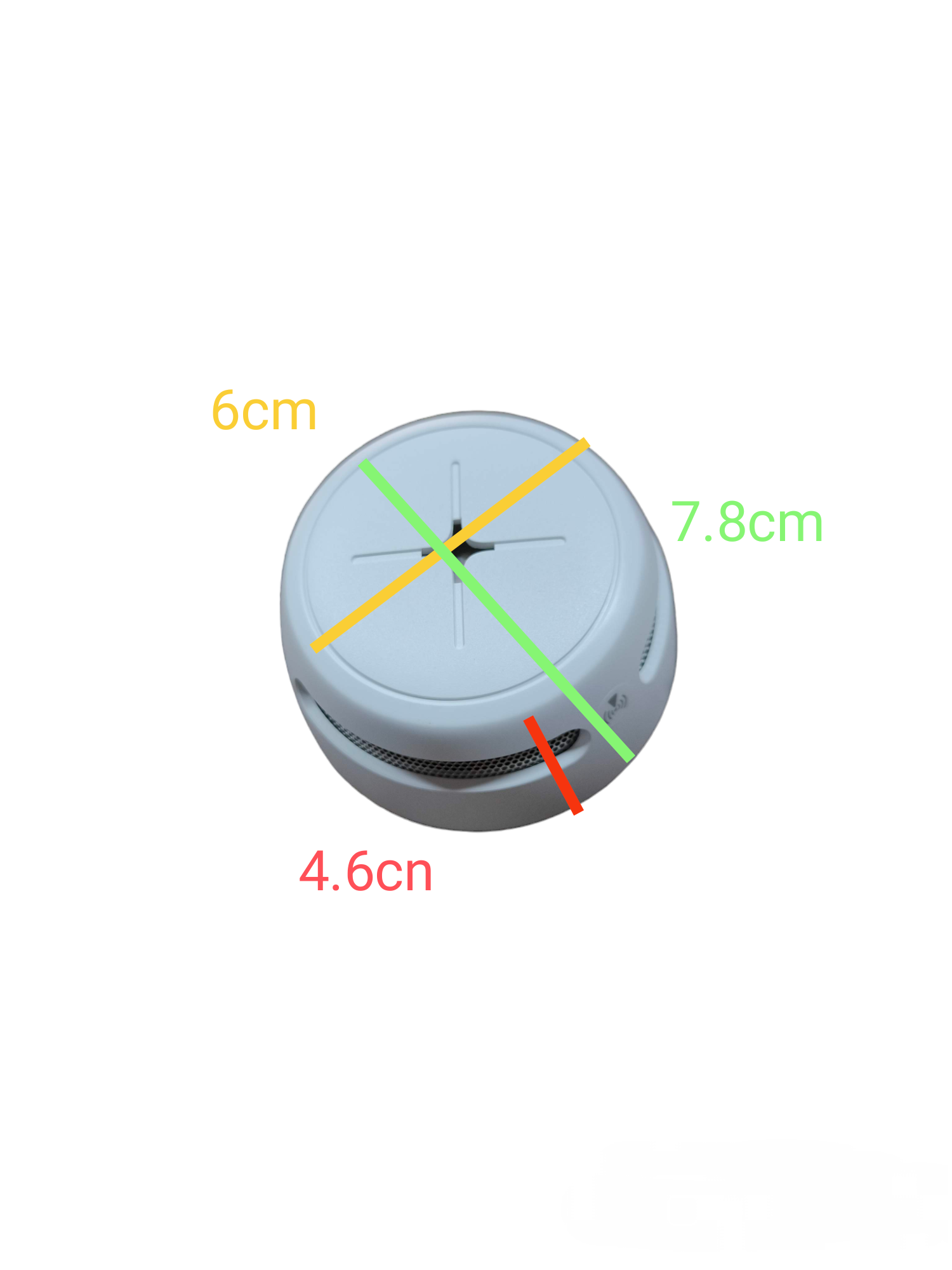 Aegislink wireless interlinked smoke alarm with compact white round design and size measurements