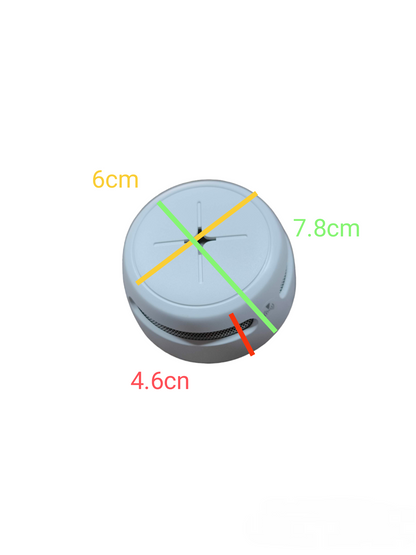Aegislink wireless interlinked smoke alarm with compact white round design and size measurements