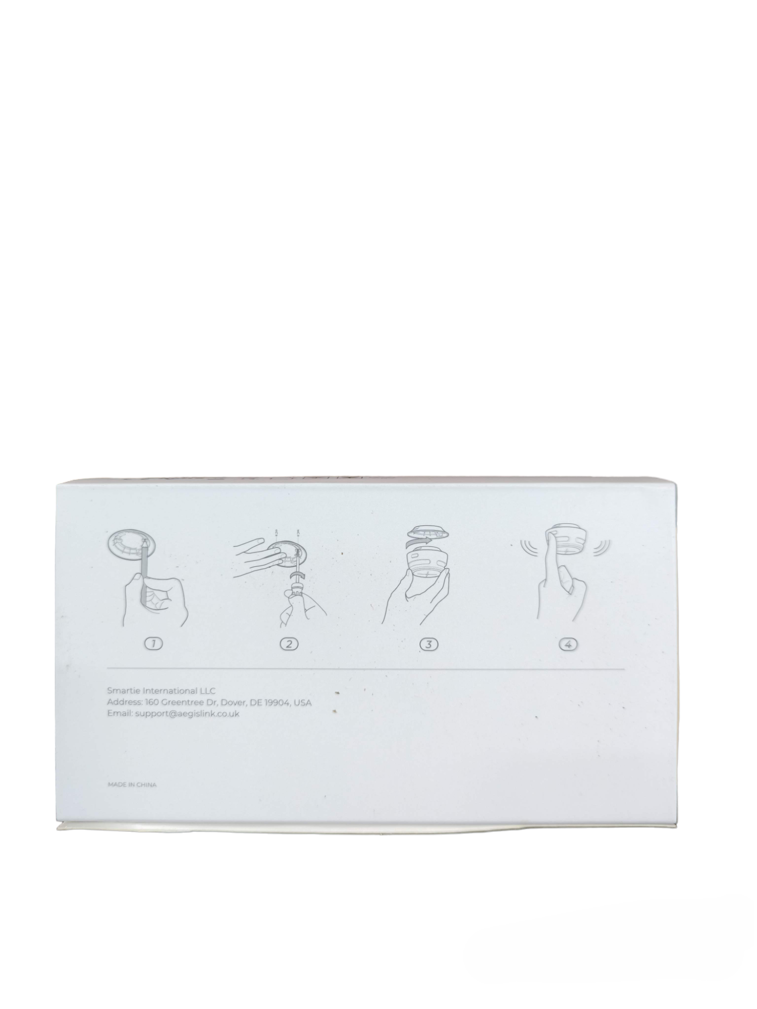 Aegislink wireless interlinked smoke alarm packaging showing installation instructions for CCTV and security system