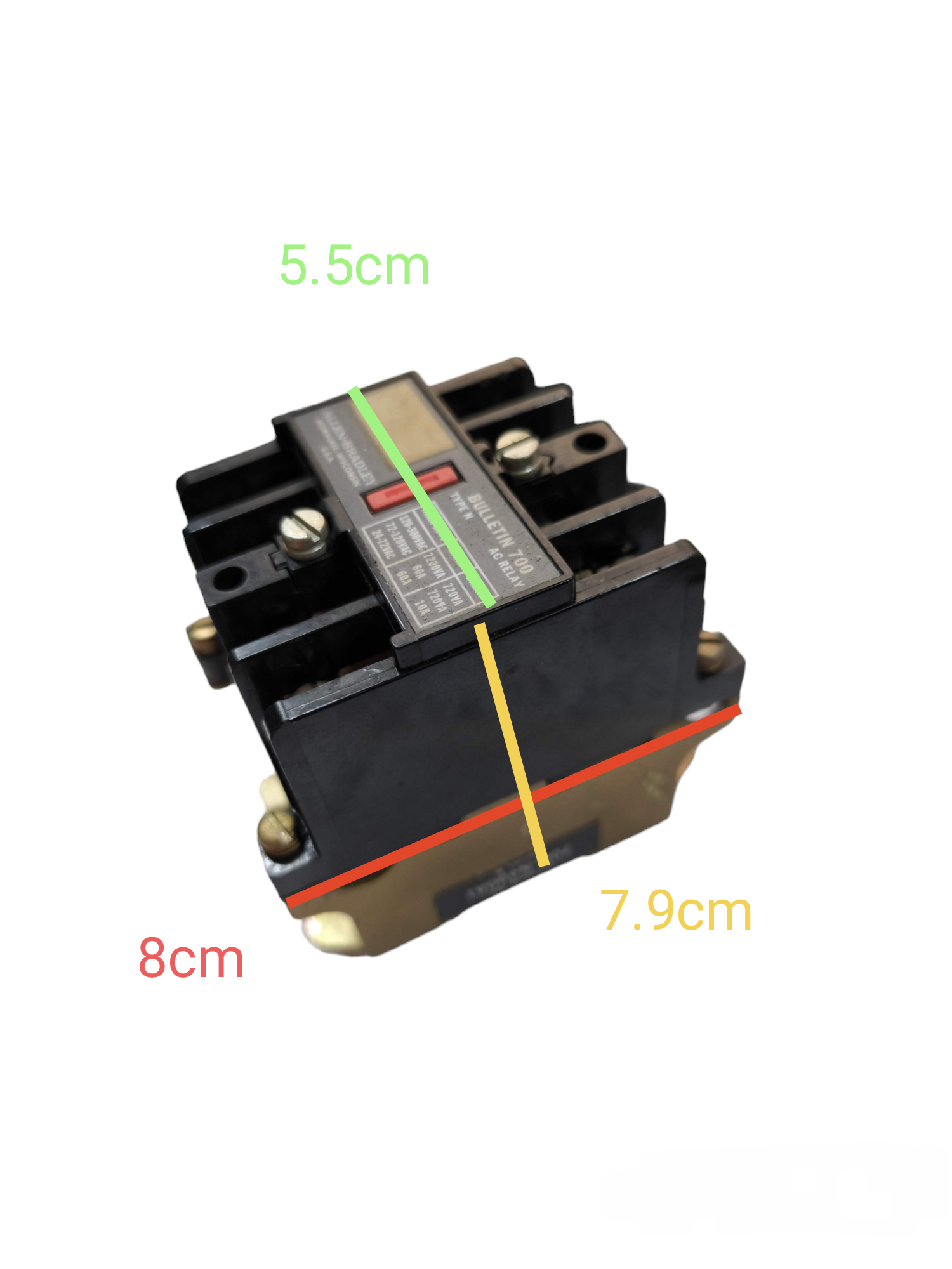 Allen Bradley Magnetic Contactor 110V Coil with compact black design and labeled dimensions