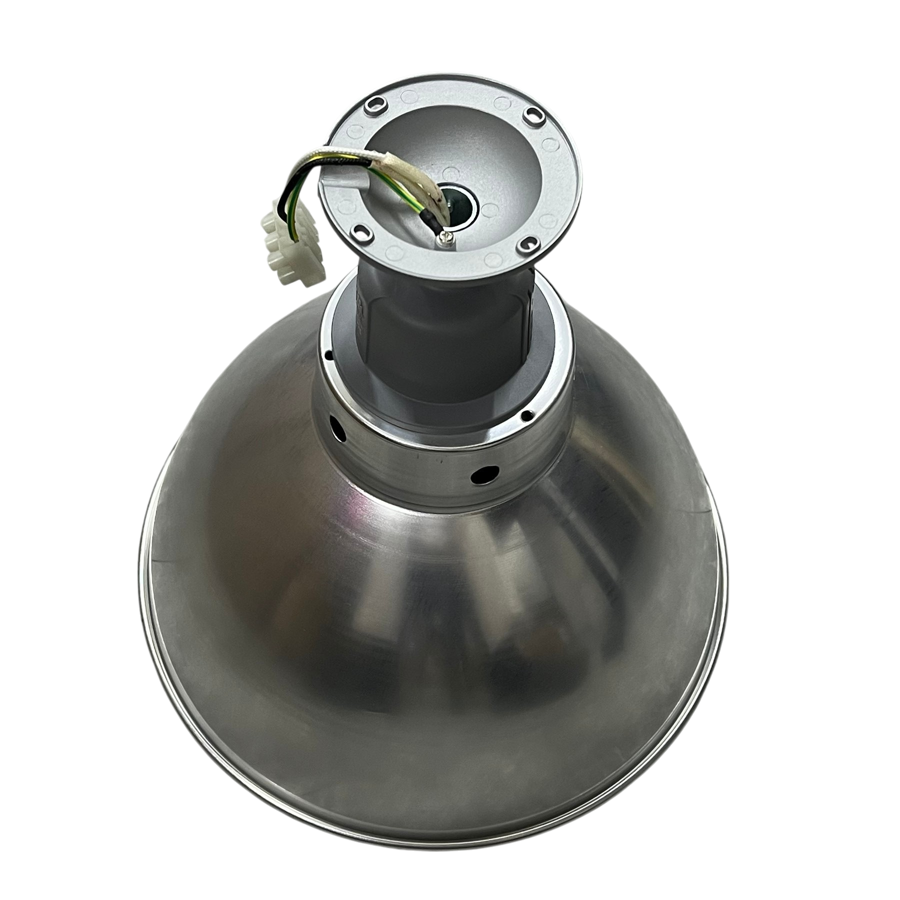 12 inch aluminum reflector for lighting installation by Biglite and Omni with wiring and mounting features