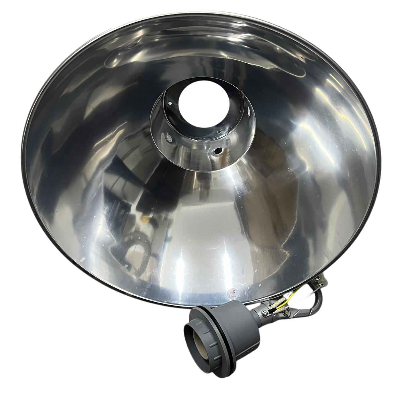 14 Inch aluminum reflector lighting accessory by Biglite and Omni with a polished metal finish