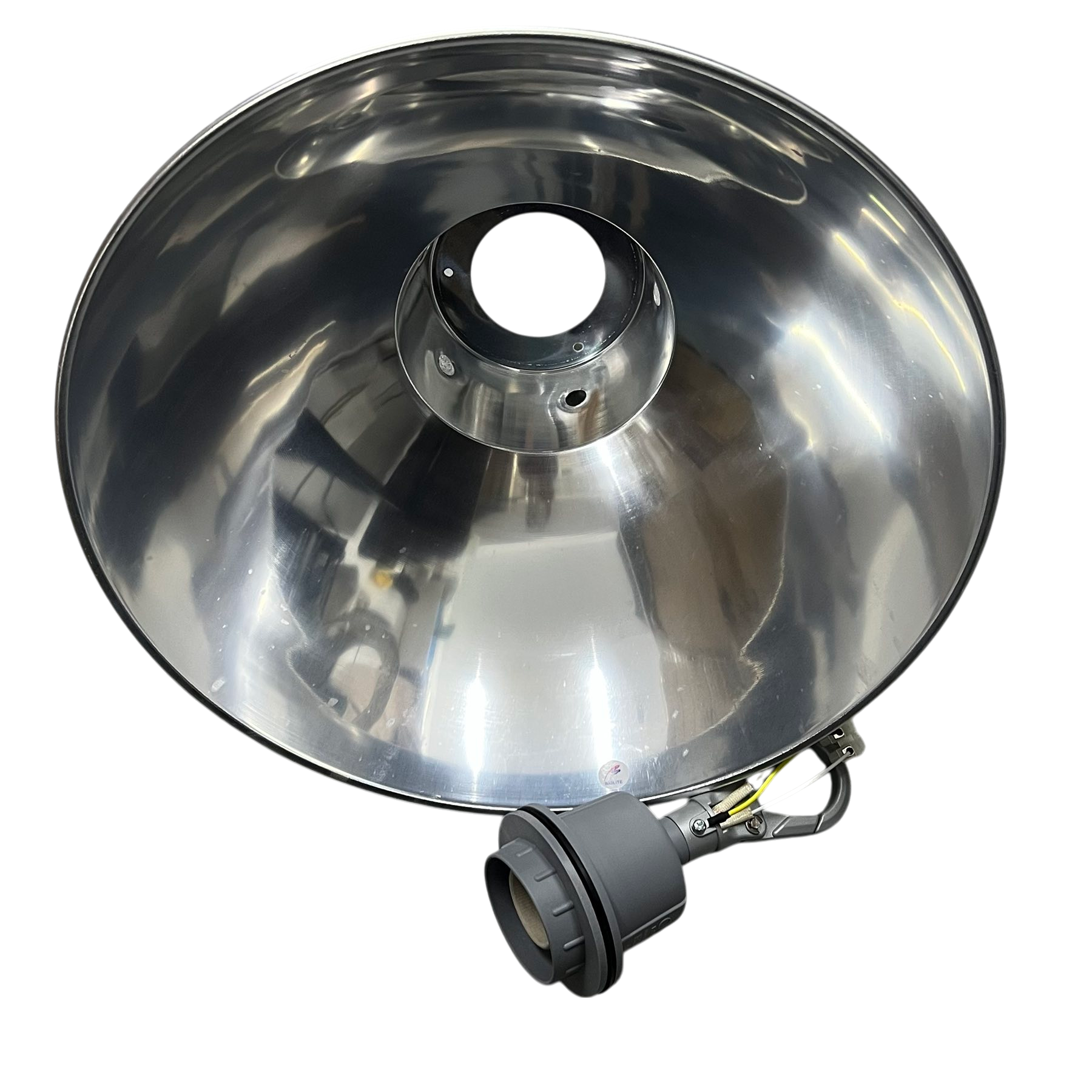 14 Inch aluminum reflector lighting accessory by Biglite and Omni with a polished metal finish