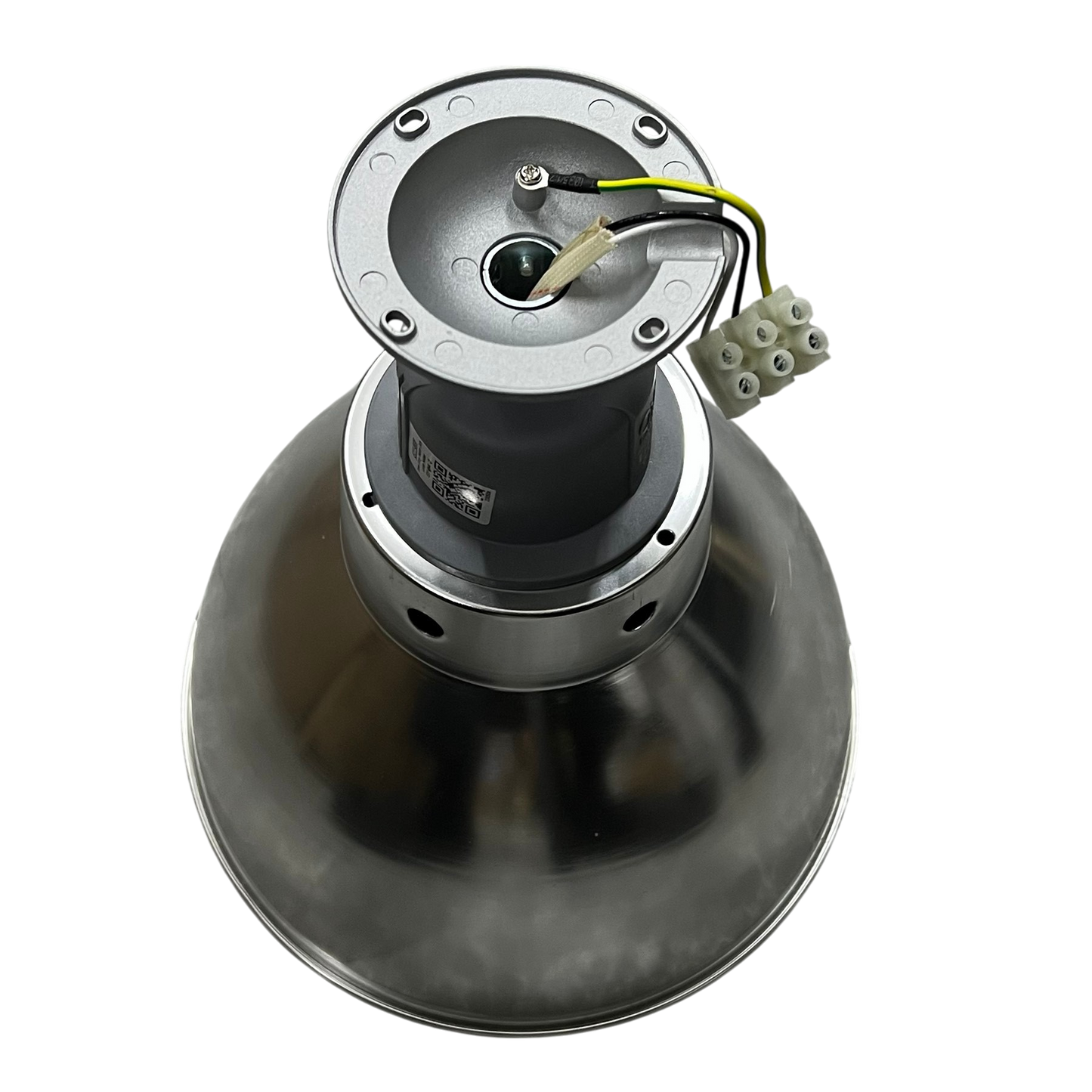 Biglite 10 inch aluminum reflector with E27 socket lighting installation accessory on black background