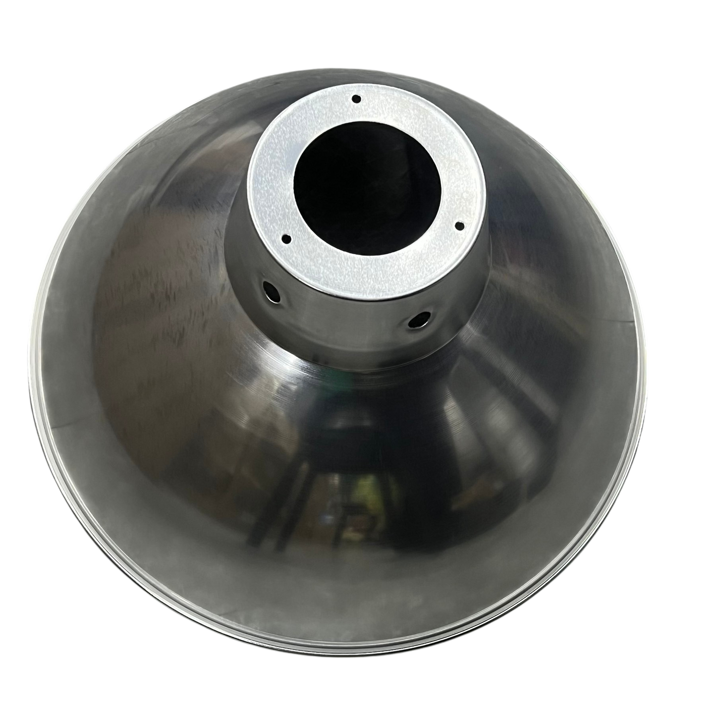 Biglite aluminum reflector lamp cover for ceiling lights with a smooth metallic finish