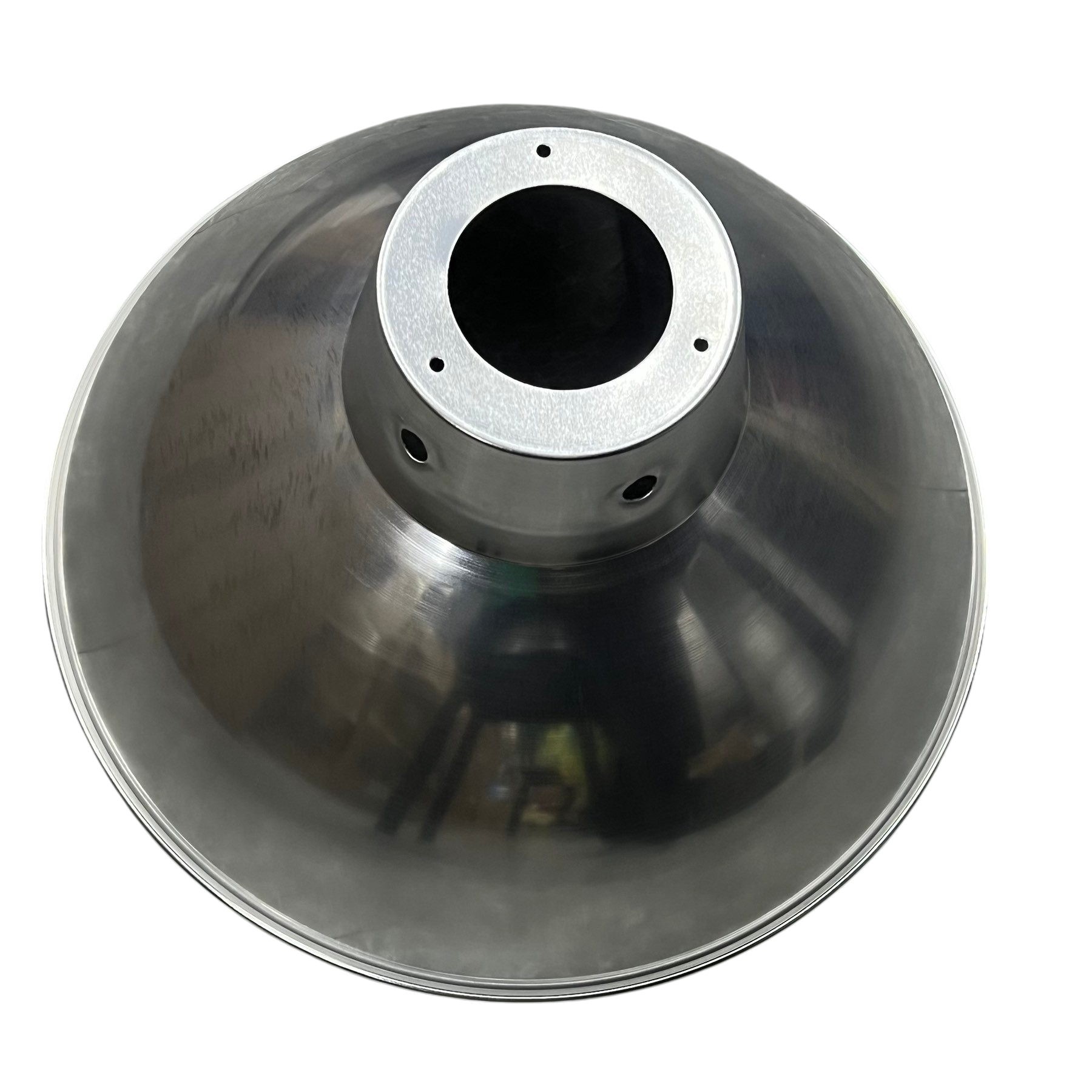 Biglite aluminum reflector lamp cover for ceiling lights with a smooth metallic finish