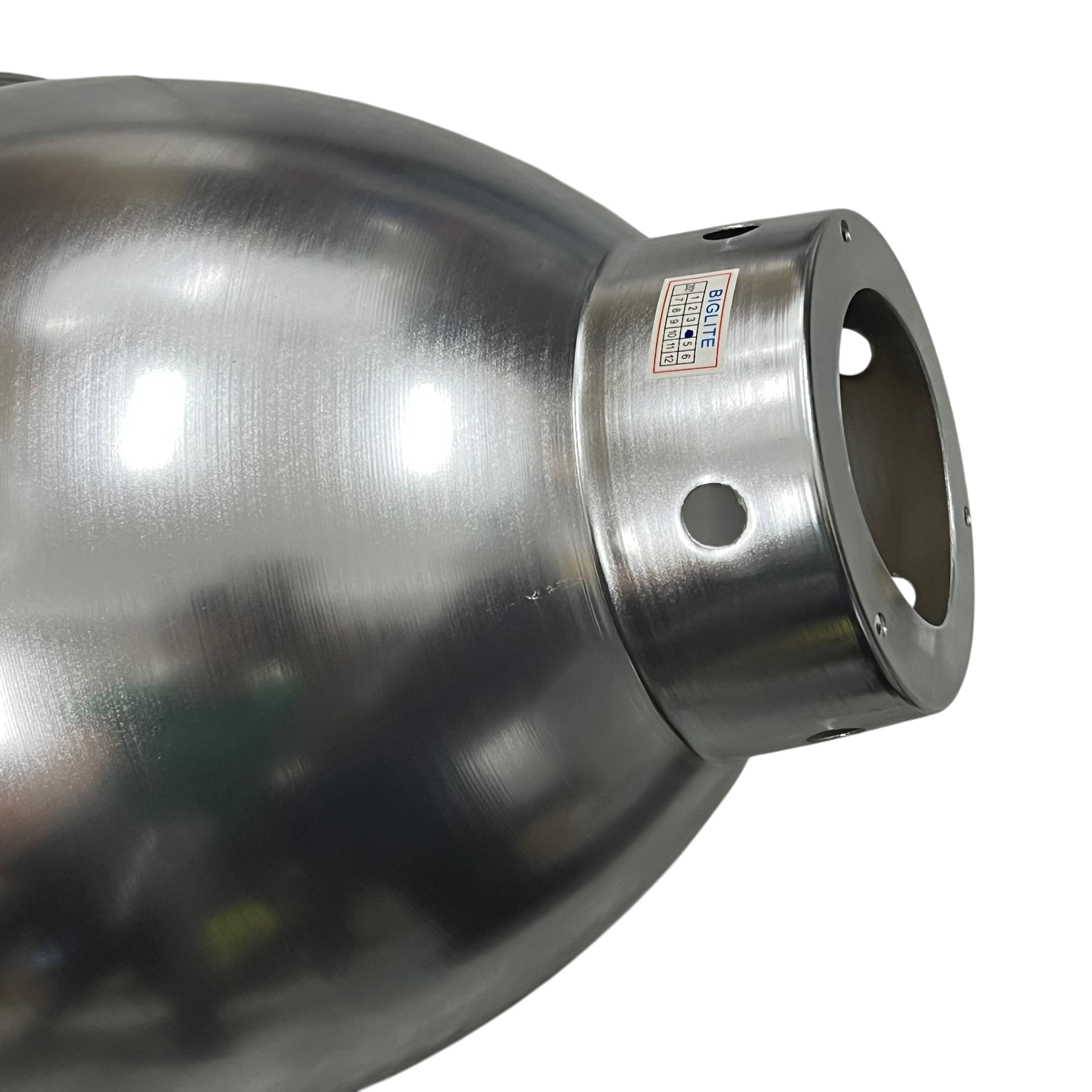 Biglite aluminum reflector lamp cover for ceiling lights with a smooth metallic finish