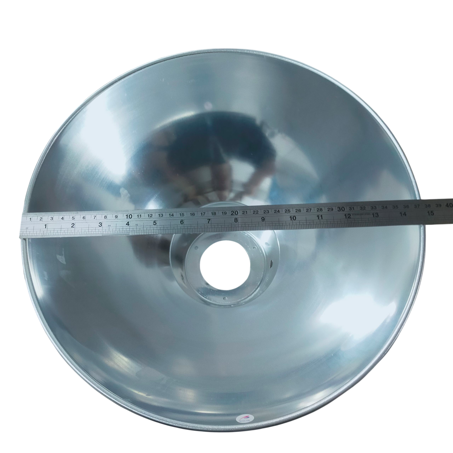 Biglite ceiling light aluminum reflector lamp cover with measuring ruler on black background