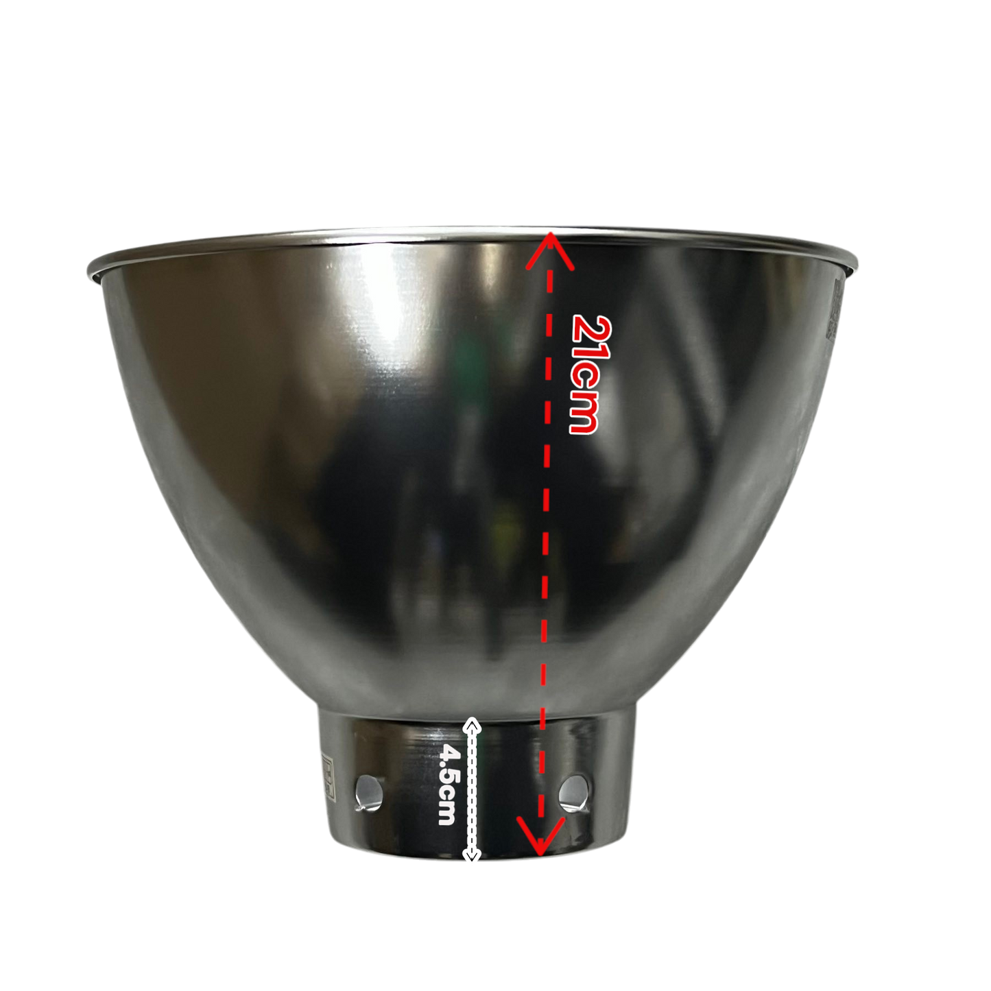 Biglite aluminum reflector lamp cover for ceiling lights measuring 21 cm height with mounting holes