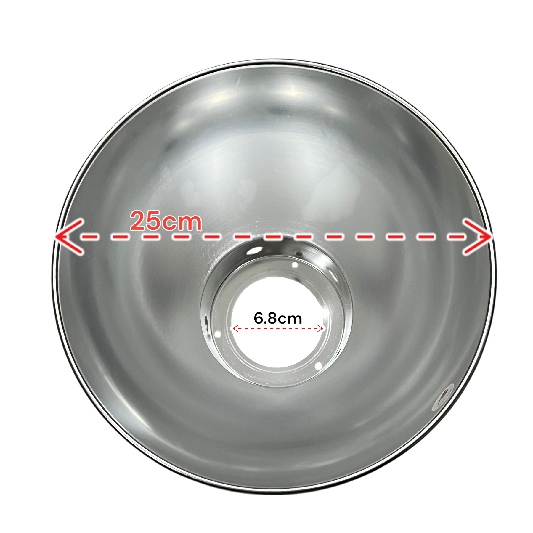 Biglite aluminum reflector lamp cover for ceiling lights with 25cm diameter in polished silver finish
