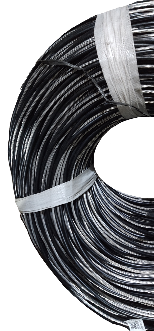 Philflex Aluminum Service Drop Wire AWG 4 coil with black and silver strands wrapped tightly