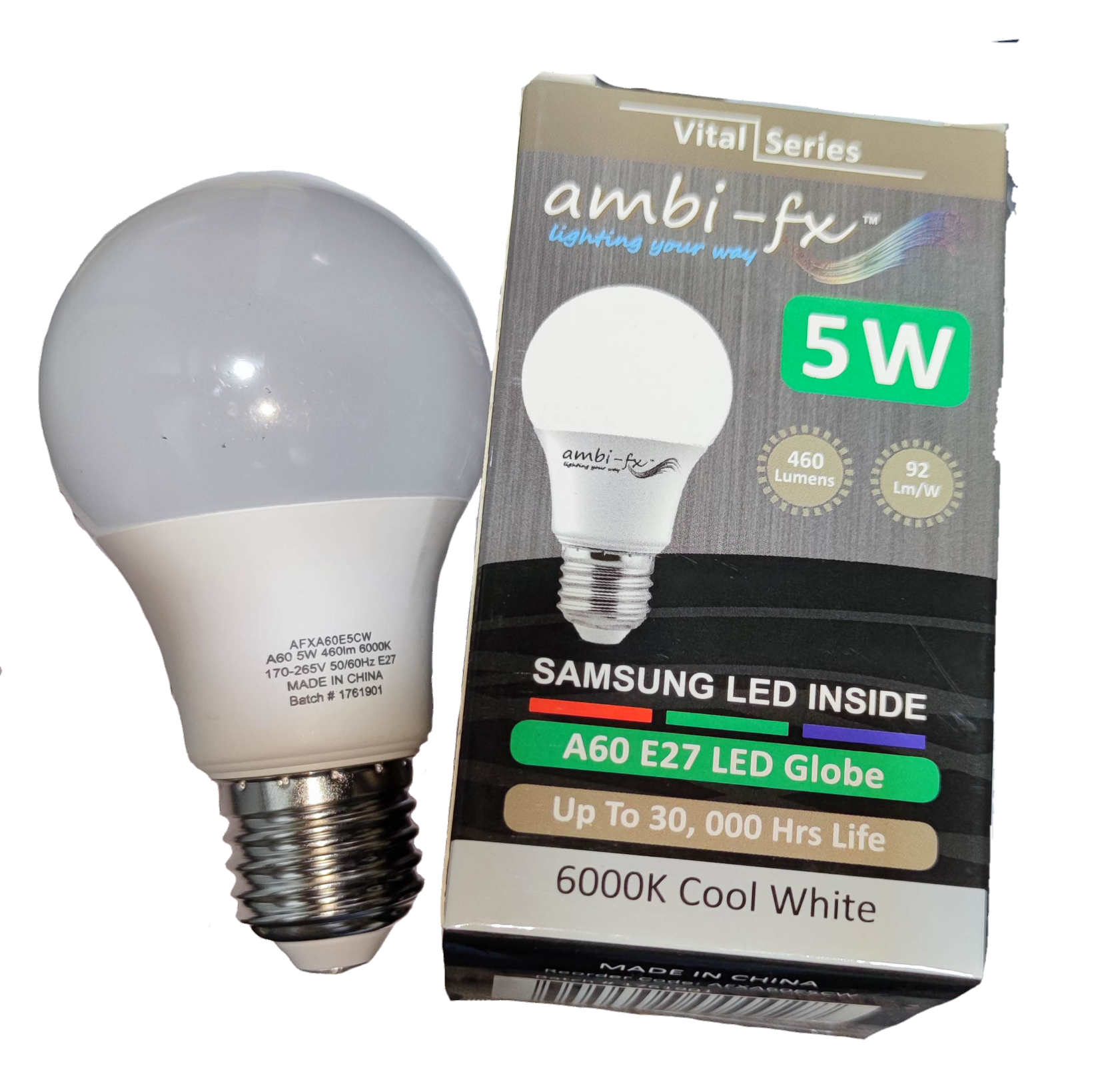 Ambi-fx 5W E27 LED bulb 6000K cool white light with Samsung LED inside and long lifespan