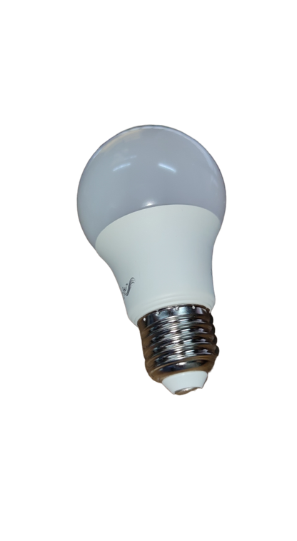 Ambi fx 9W LED Bulb E27 220V 6000K white frosted globe LED bulb angled on black background