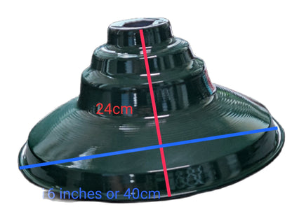 Amco 16 inch lamp cover Shallow Type with a sleek green finish and precise dimensions for lighting installations