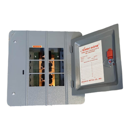 America 3X3 Panel Board 6 Holes Distribution Panel for 2 Pole Plug in Circuit Breaker 4 Branches