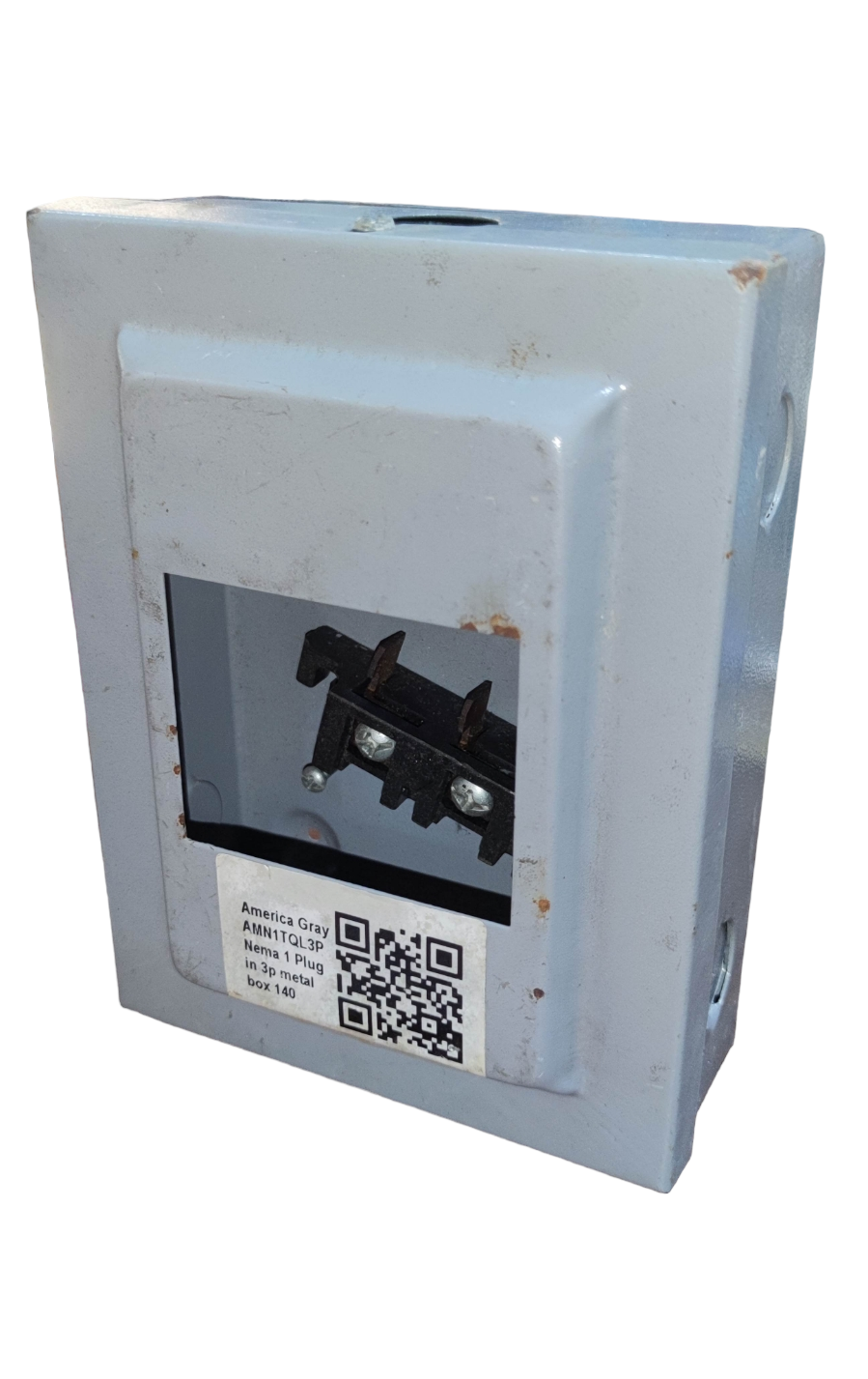 plug-in GE TQL panel board gray metal enclosure with terminal connector and QR code label by America