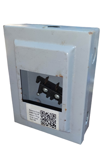 plug-in GE TQL panel board gray metal enclosure with terminal connector and QR code label by America