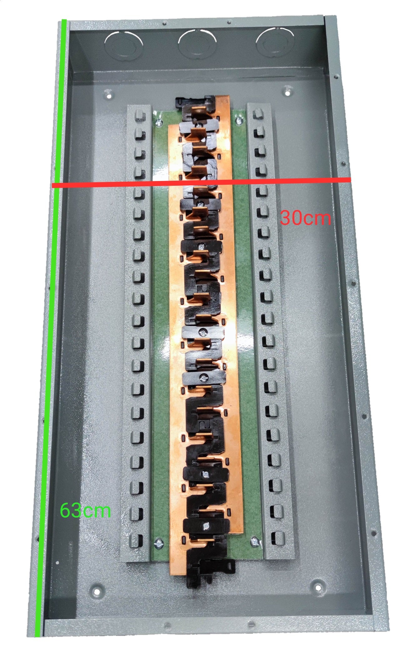 Panel board 18 branches electrical circuitry metal enclosure with internal circuit connectors
