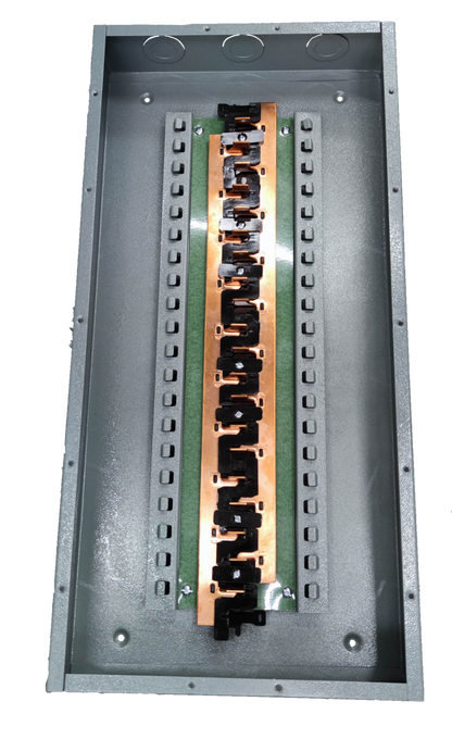 Metal electrical panel board 18 holes plug in with copper bus bars and breaker slots