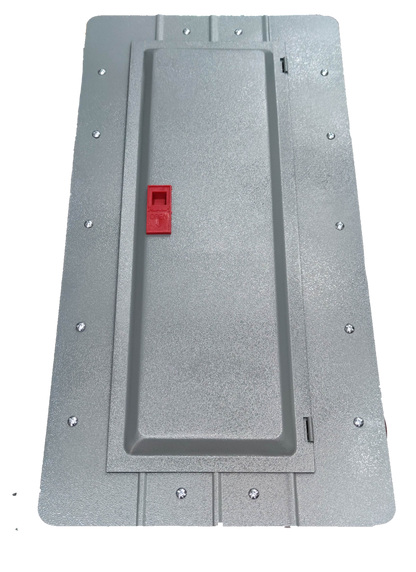Gray metal panel board 18 holes plug in with a red latch for electrical circuitry and parts