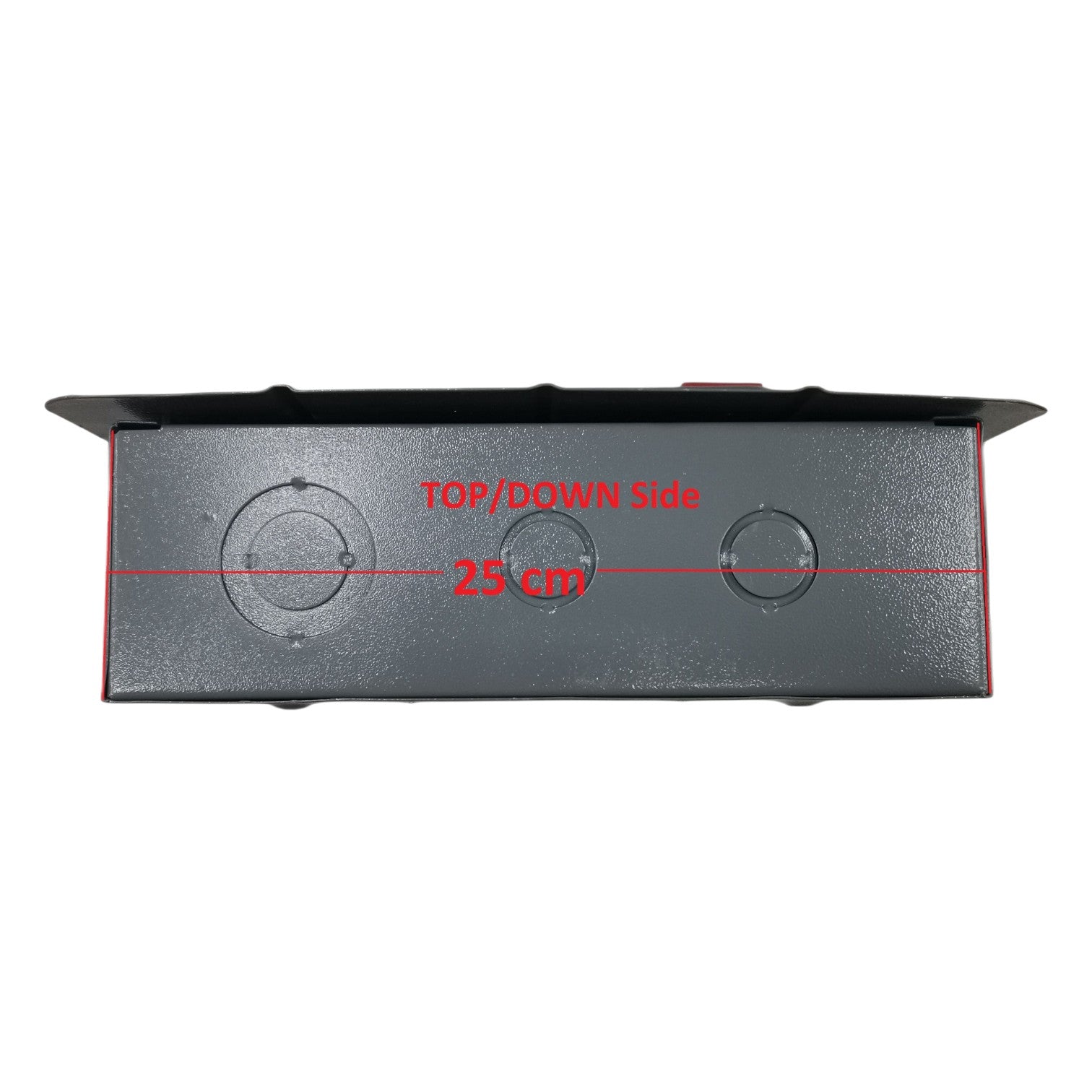 Top view of a plug in breaker panel 2 branches 4 holes with labeled dimensions for easy installation