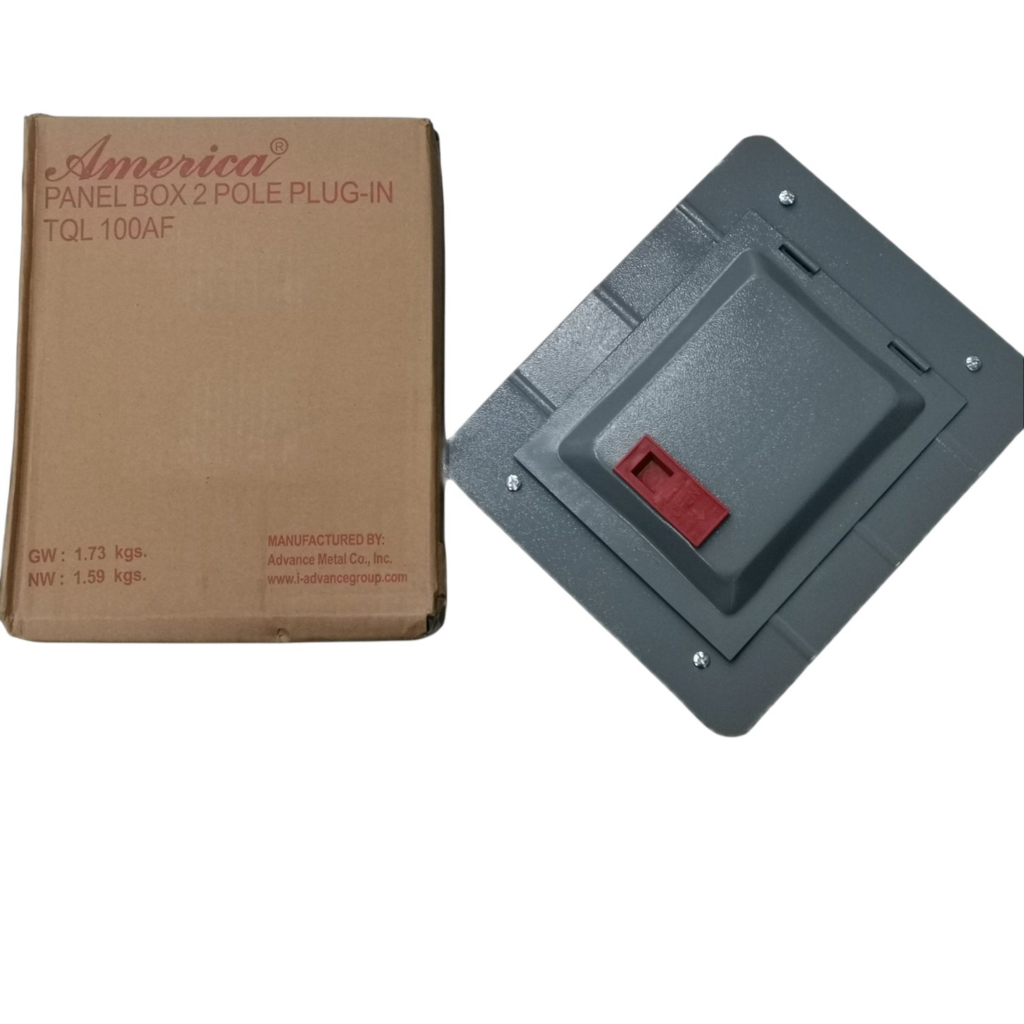 America plug in breaker panel 2 branches 4 holes in gray with box packaging for electrical installation