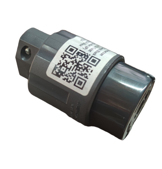 American Denki 20A twist lock outlet electrical component with QR code label on gray casing