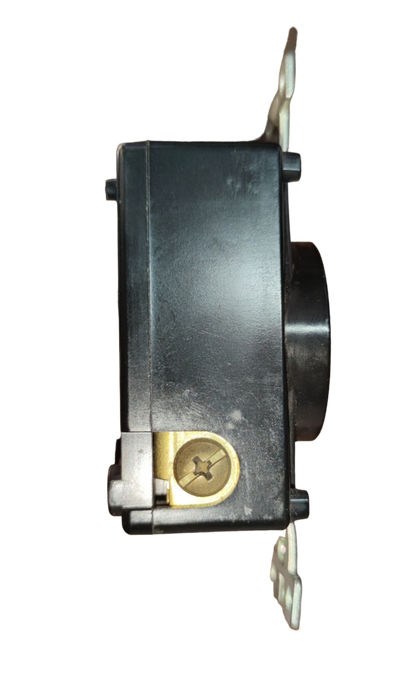 American Denki 30A twist lock outlet 220V black power point side view with mounting hardware