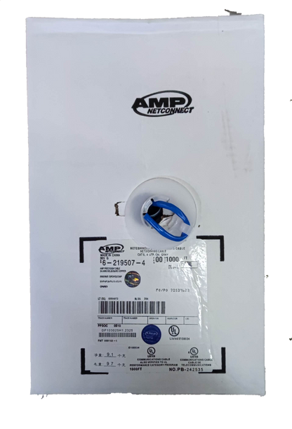 AMP CAT5e UTP LAN cable 300 meters roll with packaging and label details