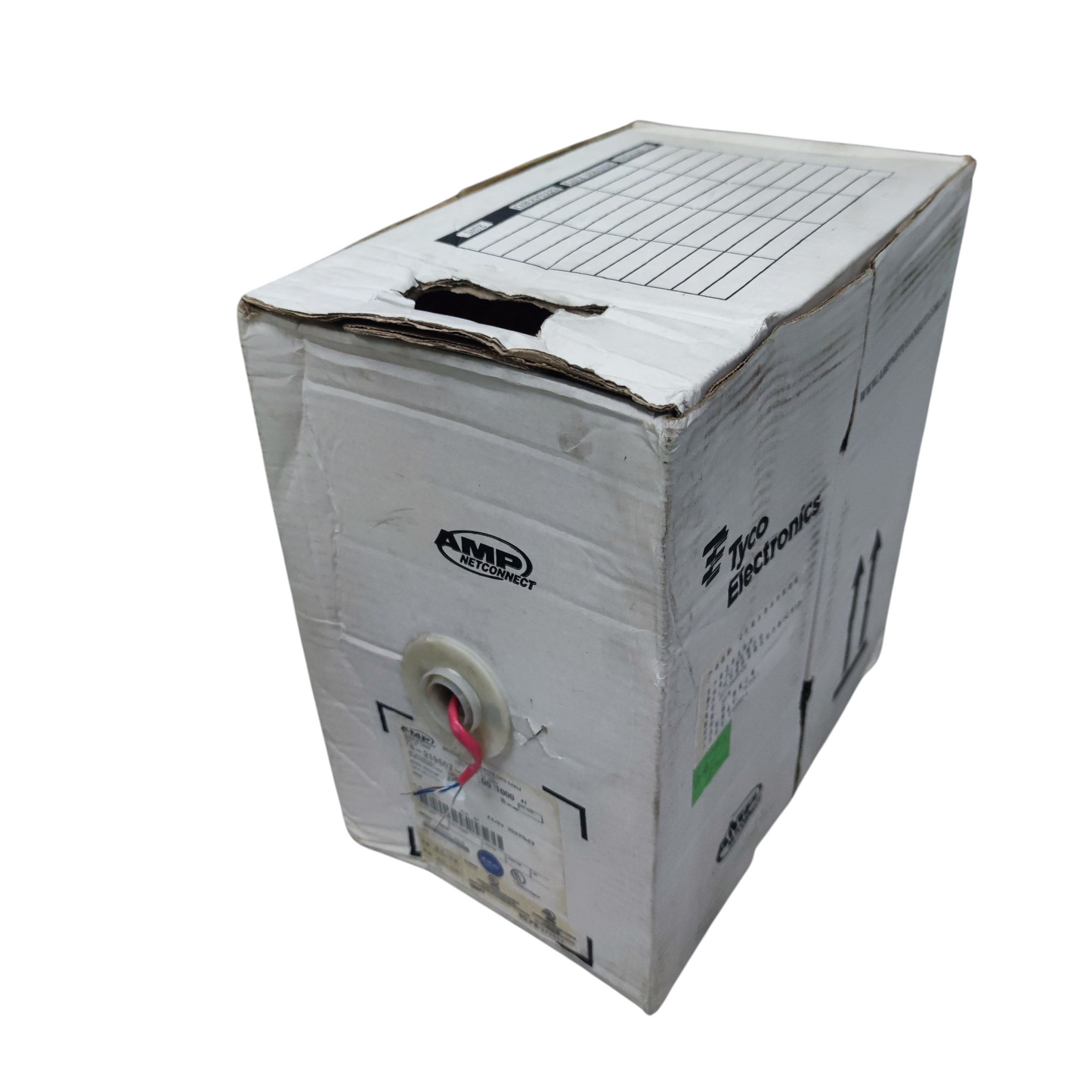 AMP CAT5e UTP LAN cable 300 meters packaged in a sturdy cardboard box for structured cabling solutions