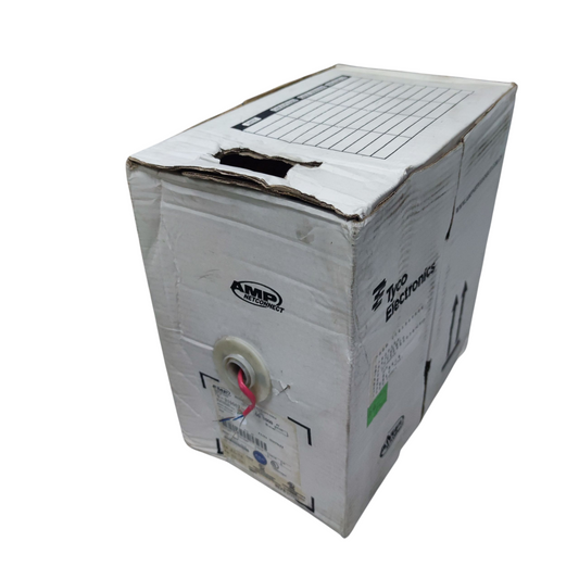 AMP CAT5e UTP LAN cable 300 meters packaged in a sturdy cardboard box for structured cabling solutions
