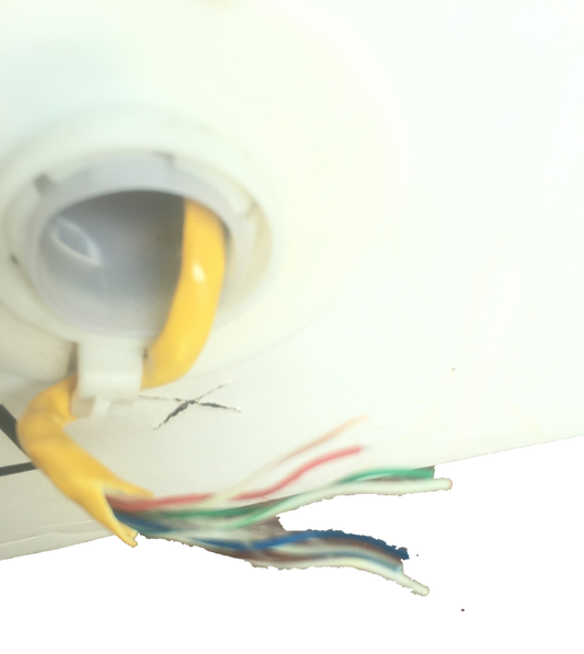 AMP CAT5e UTP LAN Cable 300 Meters showing exposed color-coded wires and yellow outer sheath