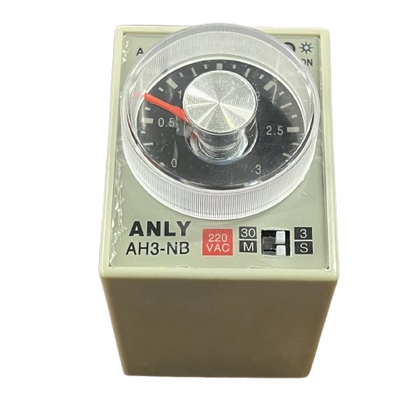 Anly AH3-NB analogue timer relay 220V with dial for adjustable time settings.