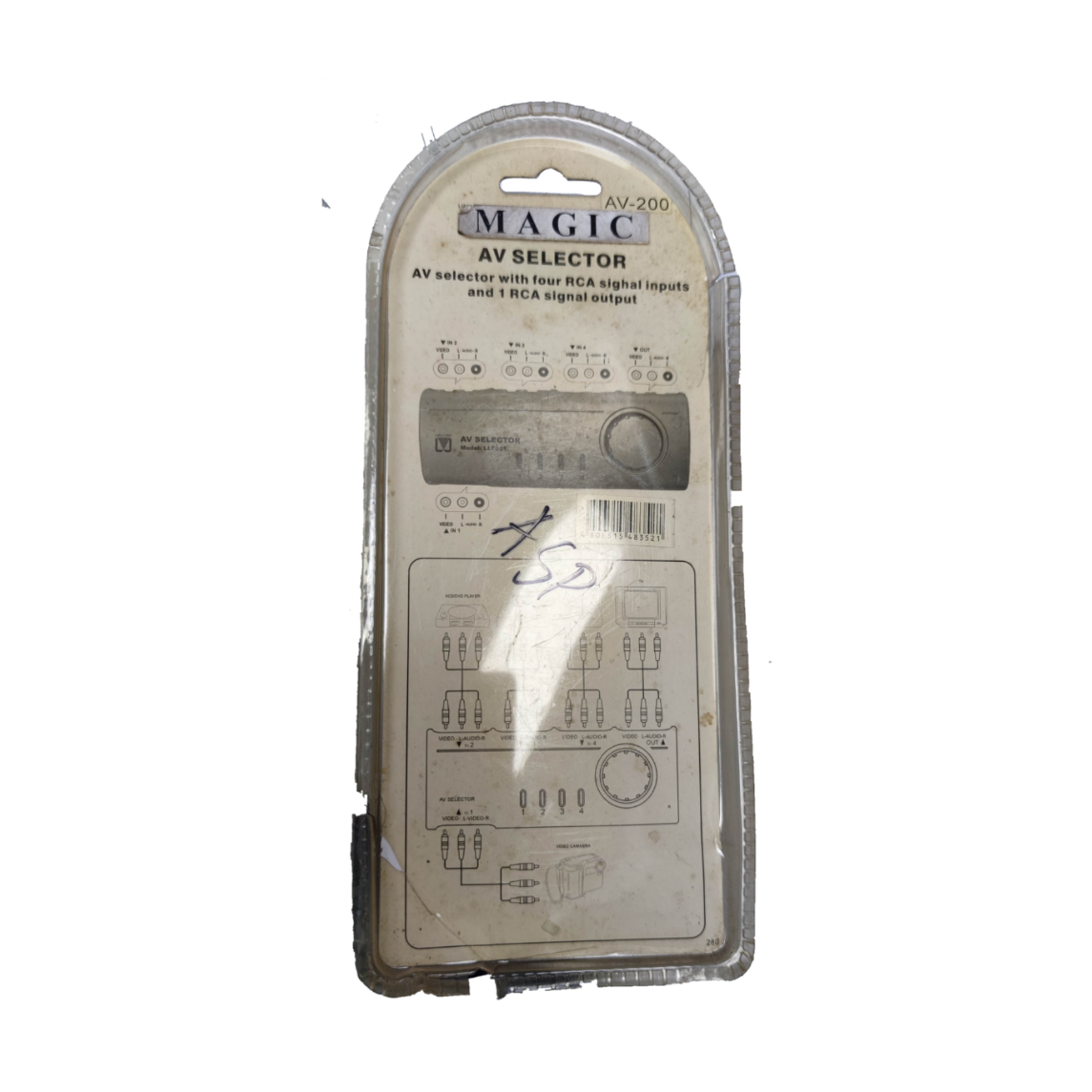 Magic AV Selector Switch with four RCA inputs and one RCA output for audio video selector switch