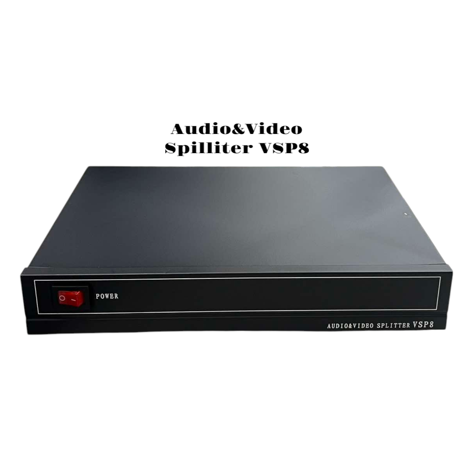 Grippes audio video splitter 1 in 8 out black metal casing with power switch