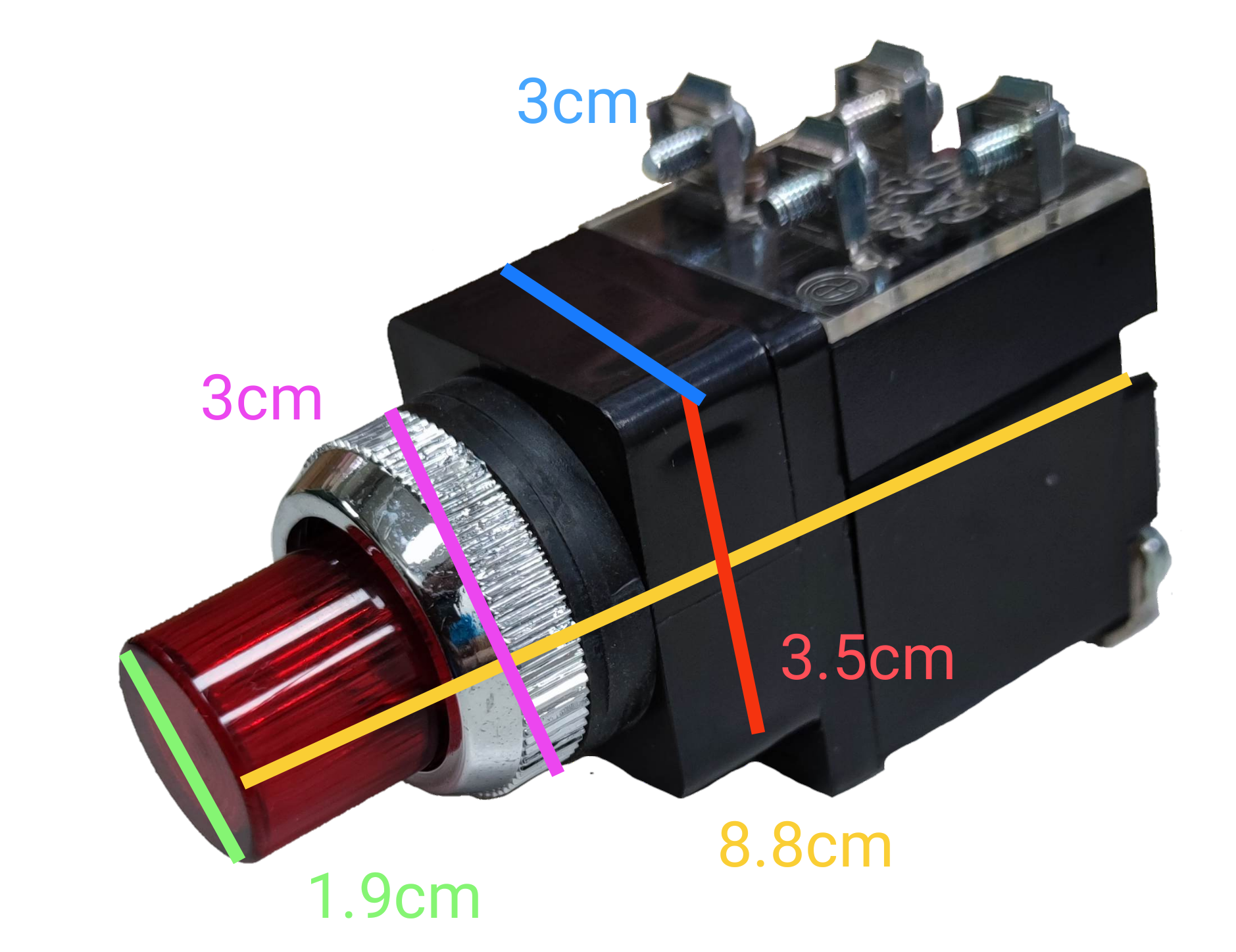 Auspicious 25mm illuminated push button switch with red light and metallic ring for power control