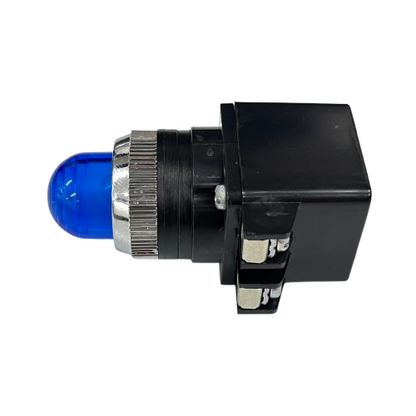 Auspicious Pilot Light 110V BLUE 25mm blue indicator lamp for panels with metal bezel and black housing