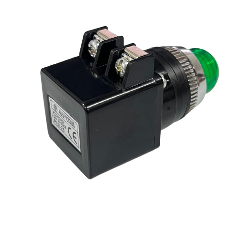 Auspicious Pilot Light 220V GREEN 25mm indicator with green lens metal bezel and screw terminal block