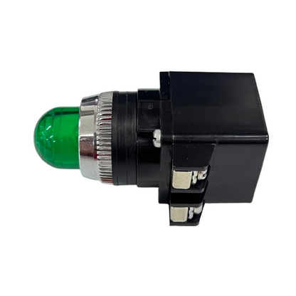 Auspicious Pilot Light 220V GREEN 25mm industrial indicator lamp with black relay housing and metal bezel