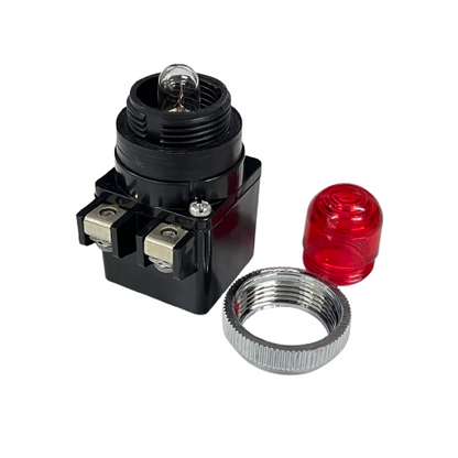 Auspicious Pilot Light 220V RED 25mm indicator assembly with red lens bulb threaded metal bezel and wiring terminals