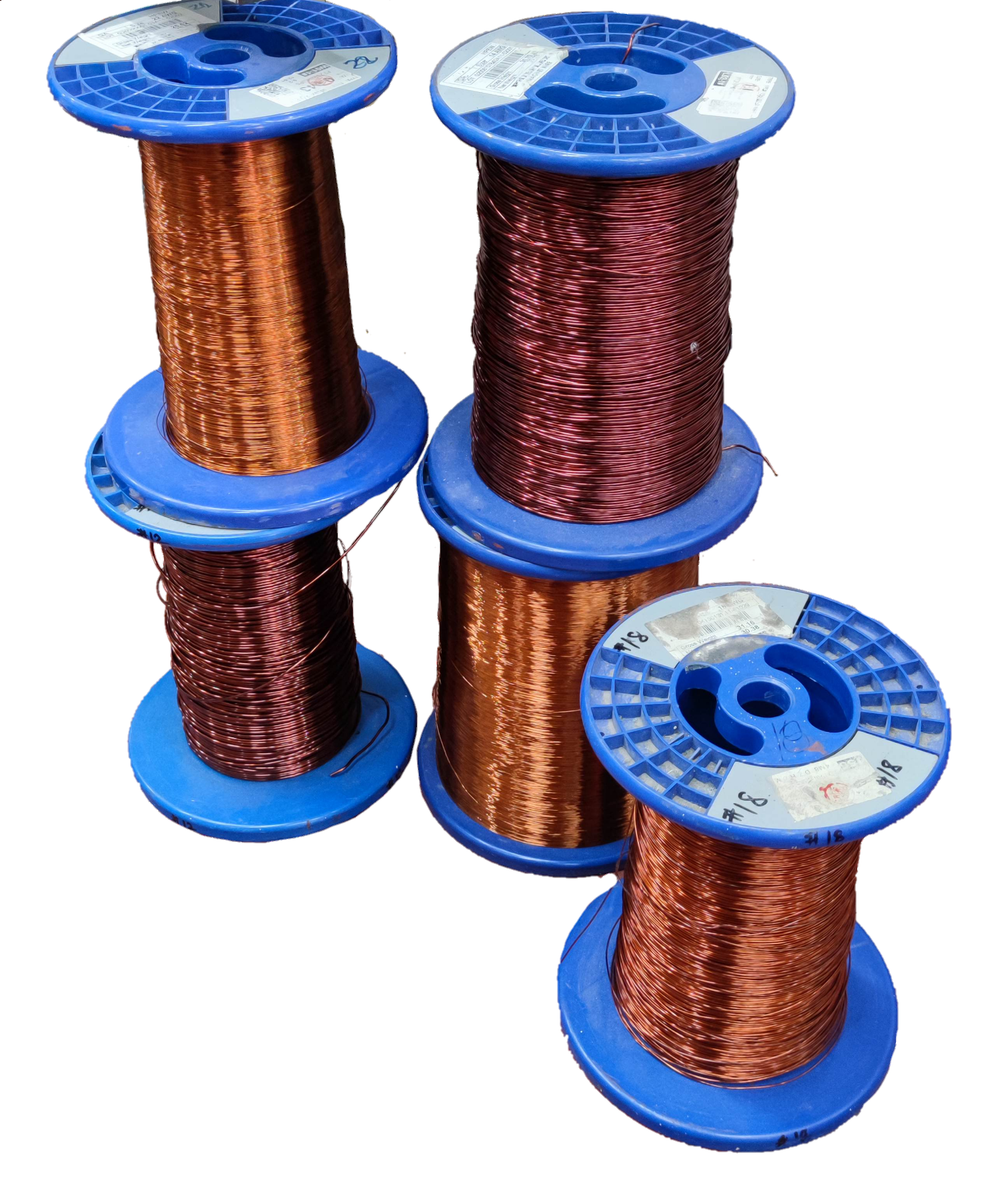 Philflex AWG 9 to AWG 32 magnet wire spools in various colors for electrical applications